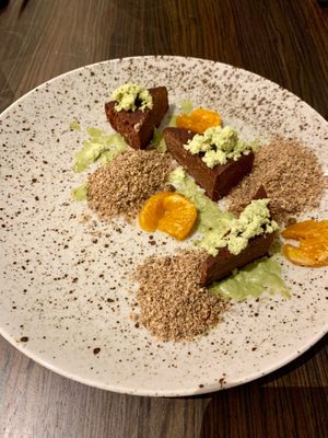 Inventive choc-orange dessert (vegan) at Bistro Maha in Ljubljana