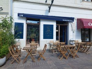 Outside at LYR Speciality Coffee and Food in Pecs