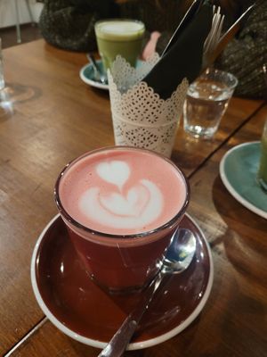 Beetroot latte at LYR Speciality Coffee and Food in Pecs