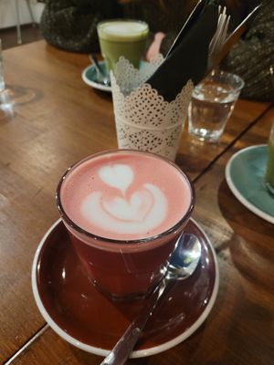 Beetroot latte at LYR Speciality Coffee and Food in Pecs