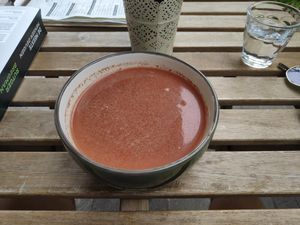 Cold plum soup with cinnamon and ginger at LYR Speciality Coffee and Food in Pecs