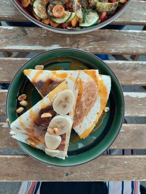 Peanut butter and banana quesadilla at LYR Speciality Coffee and Food in Pecs