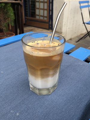 Lavender and coconut ice coffee at LYR Speciality Coffee and Food in Pecs