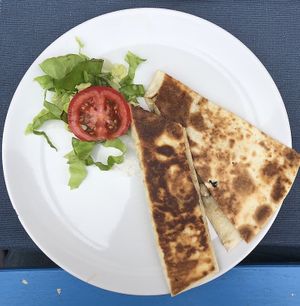 Mushroom and spinach quesadilla at LYR Speciality Coffee and Food in Pecs
