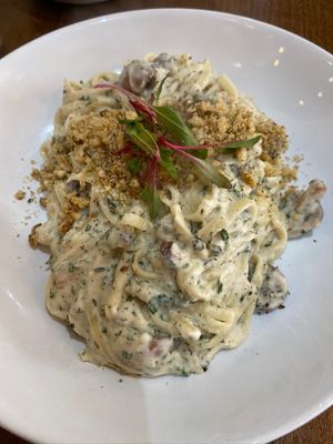 Creamy mushroom linguine  at Vinnie's Eatery in Cheltenham