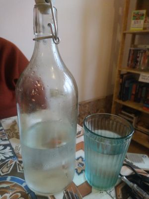 Complimentary chilled water bottle comes with every meal at The Peppercorn in Huddersfield