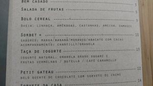 Menu at Cafe da Krause in Pelotas