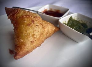 Vegetable Somosa.   at Lal Mirch Indian Restaurant in Agoura Hills