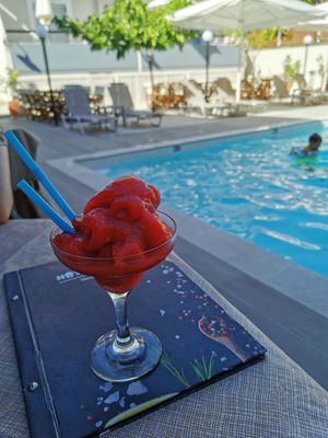Frozen strawberry daiquiri. at Talos Restaurant in Crete
