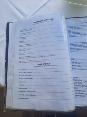 Menu at Talos Restaurant in Crete