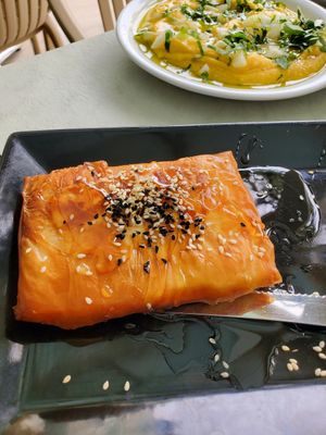 Bakes Feta with honey 15/10 at Talos Restaurant in Crete