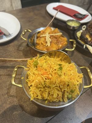 aloo gobi and vegetable biryani  at Incredible India in Dubrovnik