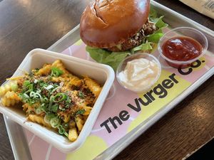 Crispy chicken and loaded fries  at The Vurger Co - Richmix Square in East London