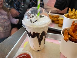 Banofee shake - SO good but if they’re going to charge for whipped cream it should be filled up like the picture  at The Vurger Co - Richmix Square in East London