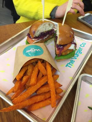 Auburger + sweet potato fries at The Vurger Co - Richmix Square in East London