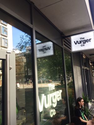 Outside seating  at The Vurger Co - Richmix Square in East London