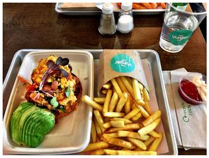 Brunch burger & fries  at The Vurger Co - Richmix Square in East London