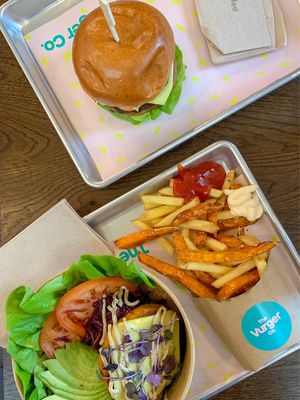 Burger bowl and fries at The Vurger Co - Richmix Square in East London