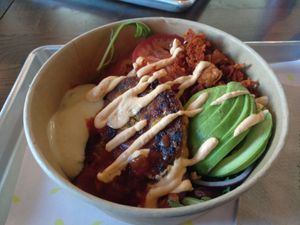 Big Mex Burger bowl at The Vurger Co - Richmix Square in East London