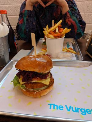 Auburger and 50/50 fries at The Vurger Co - Richmix Square in East London
