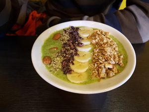 Green smoothie (soy milk) at Bottle & Bowl in Seogwipo