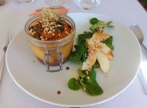 Butternut and mushroom casserole at Les Mille Poetes in Narbonne