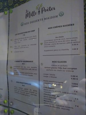 Desserts at Les Mille Poetes in Narbonne