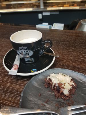 Cannot help myself!!! Coffee and coffee cake! So good!! at More Pastry in Delft