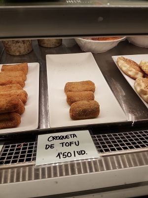 tofu croquette (don't know whether they are vegan or not) at Organic Market - Diagonal in Barcelona