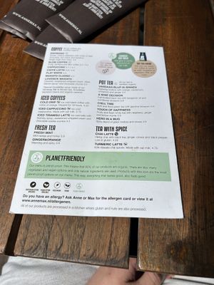 Menu  at Anne&Max in Arnhem