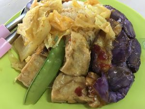 Rice with 3 vegetables $3 at Huay Jin Vegetarian  in West Singapore