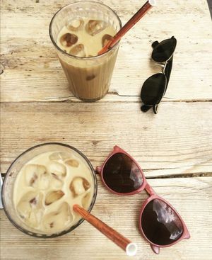 Oat milk iced lattes at Pom Kitchen - Sharrow in Sheffield