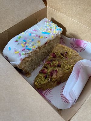 School dinner cake and rose and pistachio cake at Pom Kitchen - Sharrow in Sheffield