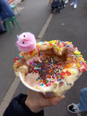 Easter special rainbow cookie dough hot chocolate 🌈🍪☕ The best drink I've had in my life!!! at Pom Kitchen - Sharrow in Sheffield