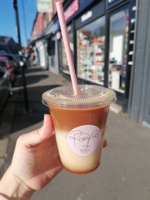 Pumpkin spice iced latte at Pom Kitchen - Sharrow in Sheffield