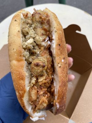 Sausage stuffing apple sauce sandwich   at Pom Kitchen - Sharrow in Sheffield