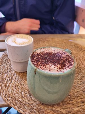 Oat mocha and oat flat white at Pom Kitchen - Sharrow in Sheffield
