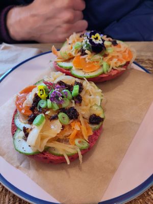 Pickled veg/Kimchi bagel at Pom Kitchen - Sharrow in Sheffield