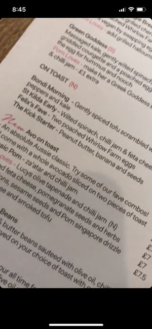 Part of the menu at Pom Kitchen - Sharrow in Sheffield