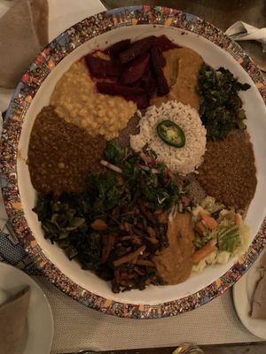 Vegan combination plate for twoo  at Awash in New York City