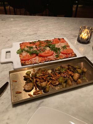Flatbread and Brussels sprouts  at Beverly on Main in Scottsdale