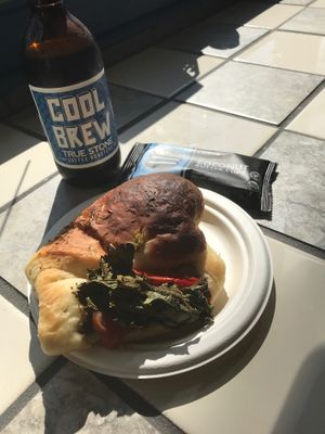 Kale tomato and cashew cheese croissant. Delicious.  at Eureka Compass Vegan Food in St Paul