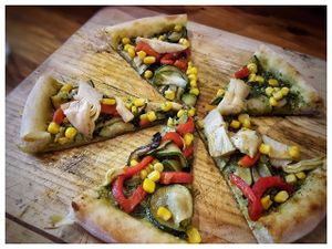 Vegan pizza on food tour at Vegan Dublin Food Tour in Dublin