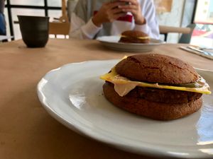 Their vegan burger!! at Healthy Feast in Kuwait City
