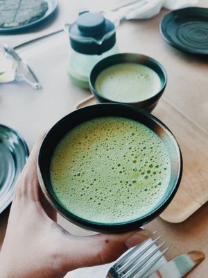 Matcha latte at Healthy Feast in Kuwait City