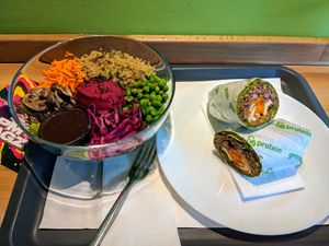 Salad and wrap at green & protein in Pristina