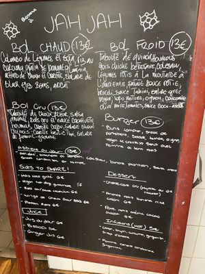 Menu  at Jah Jah in Paris