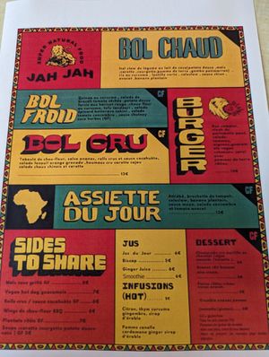 Carte du jour #Veganuary at Jah Jah in Paris