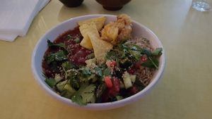 Hot bowl (rice, vegetables, red beans) at Jah Jah in Paris