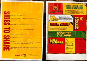 Menus  at Jah Jah in Paris